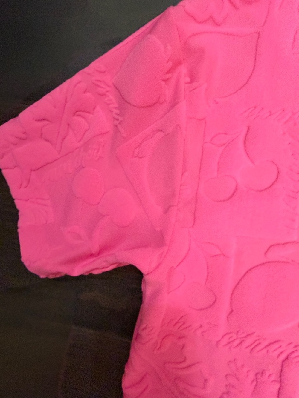 Beach Riot Neon Pink Mabel Embossed Terry Short Sleeve Swim Cover Up Top L - Picture 3 of 12